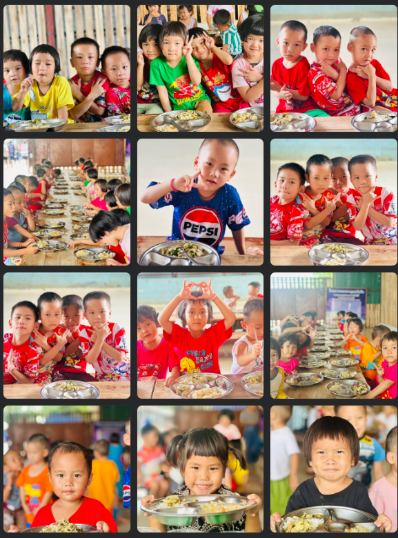 YES2KEF food-support event moments — children enjoying meals together